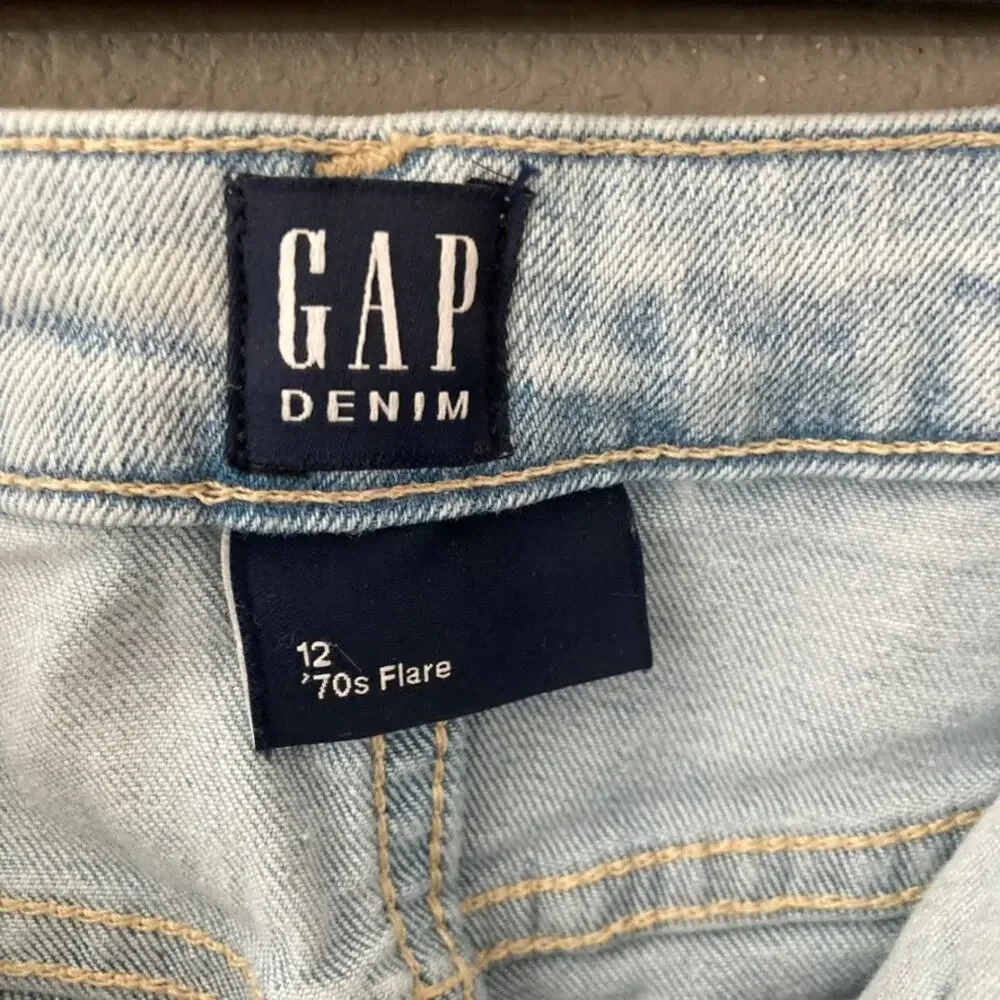 Gap 70s Flare Jeans Patch Pockets - Light Wash Denim - 12